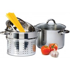 Imperial Home 4 Piece 8 Qt. Pasta Cooker Set with Lid IXVD1067